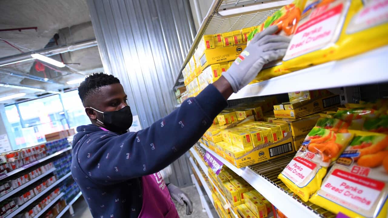 A Melbourne food bank in operation during the COVID pandemic