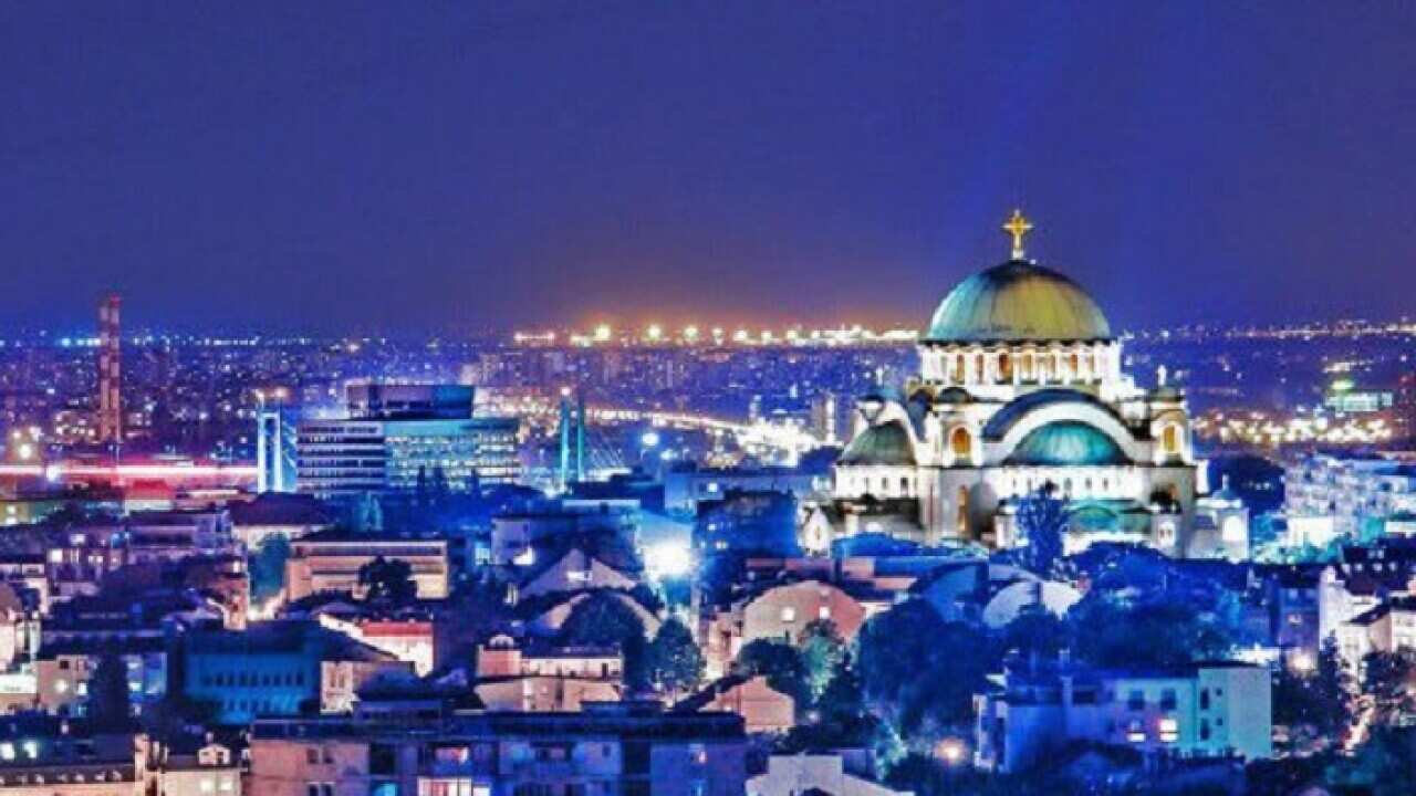 Serbian capital Belgrade by night