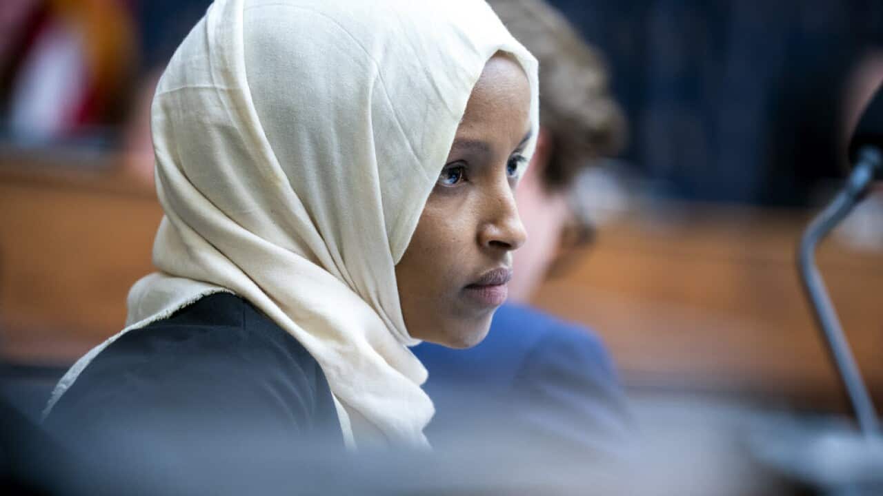 Democratic Representative from Minnesota Ilhan Omar attends a Foreign Affairs Committee hearing