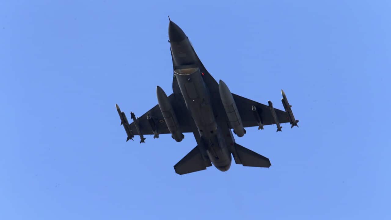 In this July 29, 2015 file photo, a Turkish Air Force warplane rises in the sky after taking off from Incirlik Air Base, in Adana,