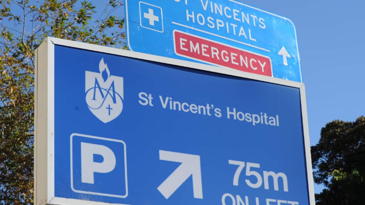 Signage around St Vincent's Hospital in Darlinghurst, Sydney