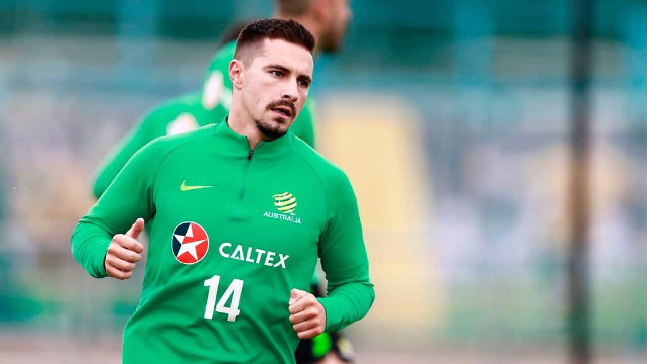 Australia's forward Jamie Maclaren attends a training session in Kazan on June 14, 2018, ahead of the Russia 2018 World Cup football tournament. (Photo by Benjamin CREMEL / AFP) (Photo credit should read BENJAMIN CREMEL/AFP/Getty Images)