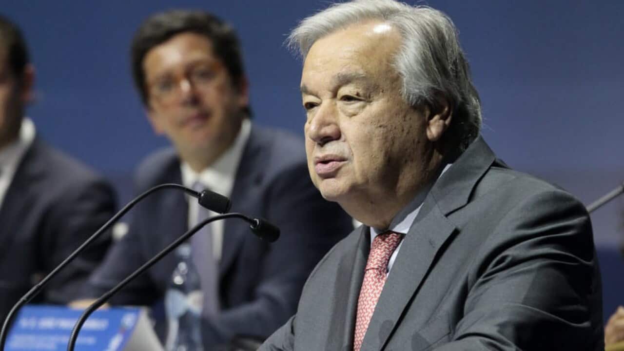 United Nations Secretary-General Antonio Guterres attends Lisboa+21 conference in Lisbon, Portugal.