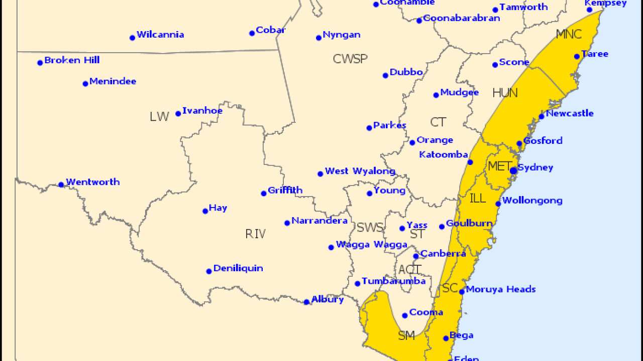 The severe weather warning for NSW.