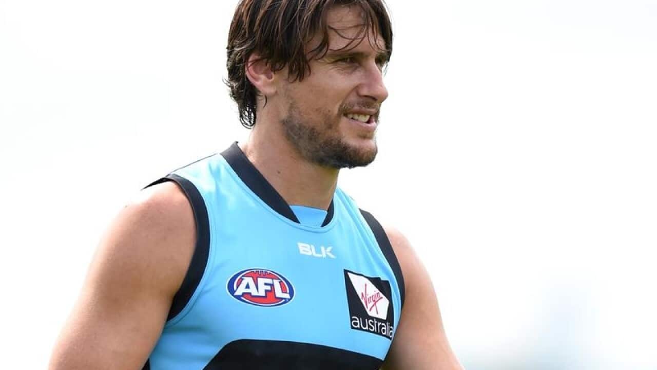 A file image of GWS Giants player Ryan Griffen at a training session.
