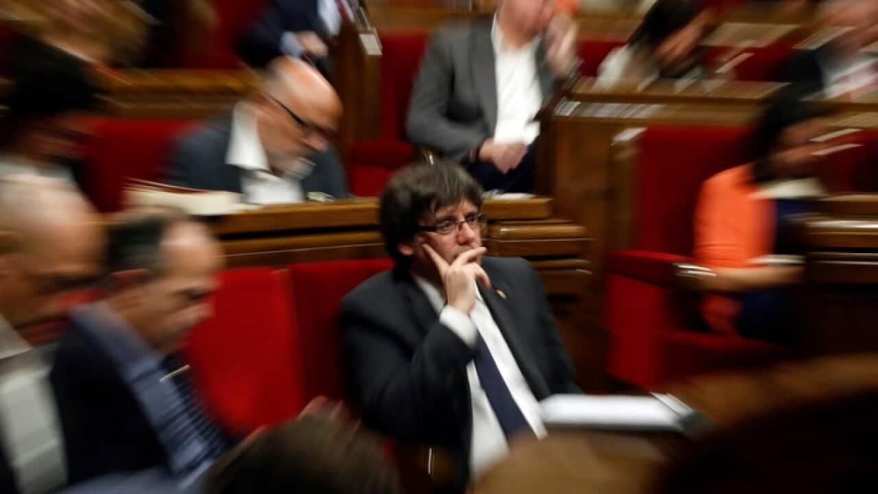 Catalan president Carles Puigdemont in parliament