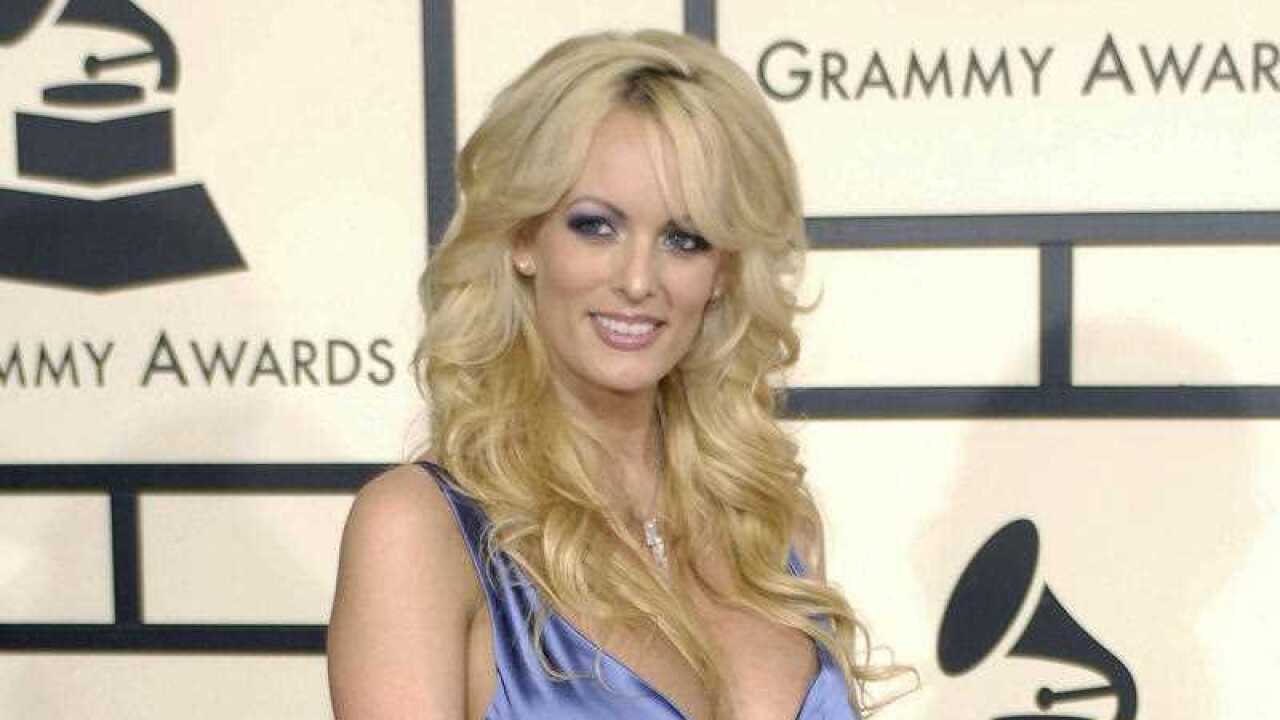 In this Feb. 10, 2008 file photo, adult film star Stormy Daniels arrives at the 50th Annual Grammy Awards in Los Angeles. CBS News President David Rhodes says that a "60 Minutes" interview with Daniels needs more journalistic work.