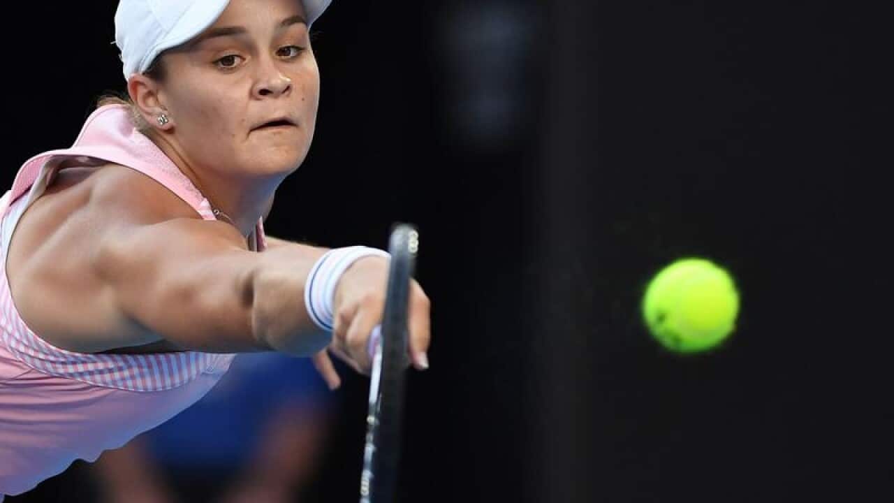 Ashleigh Barty of Australia in action.