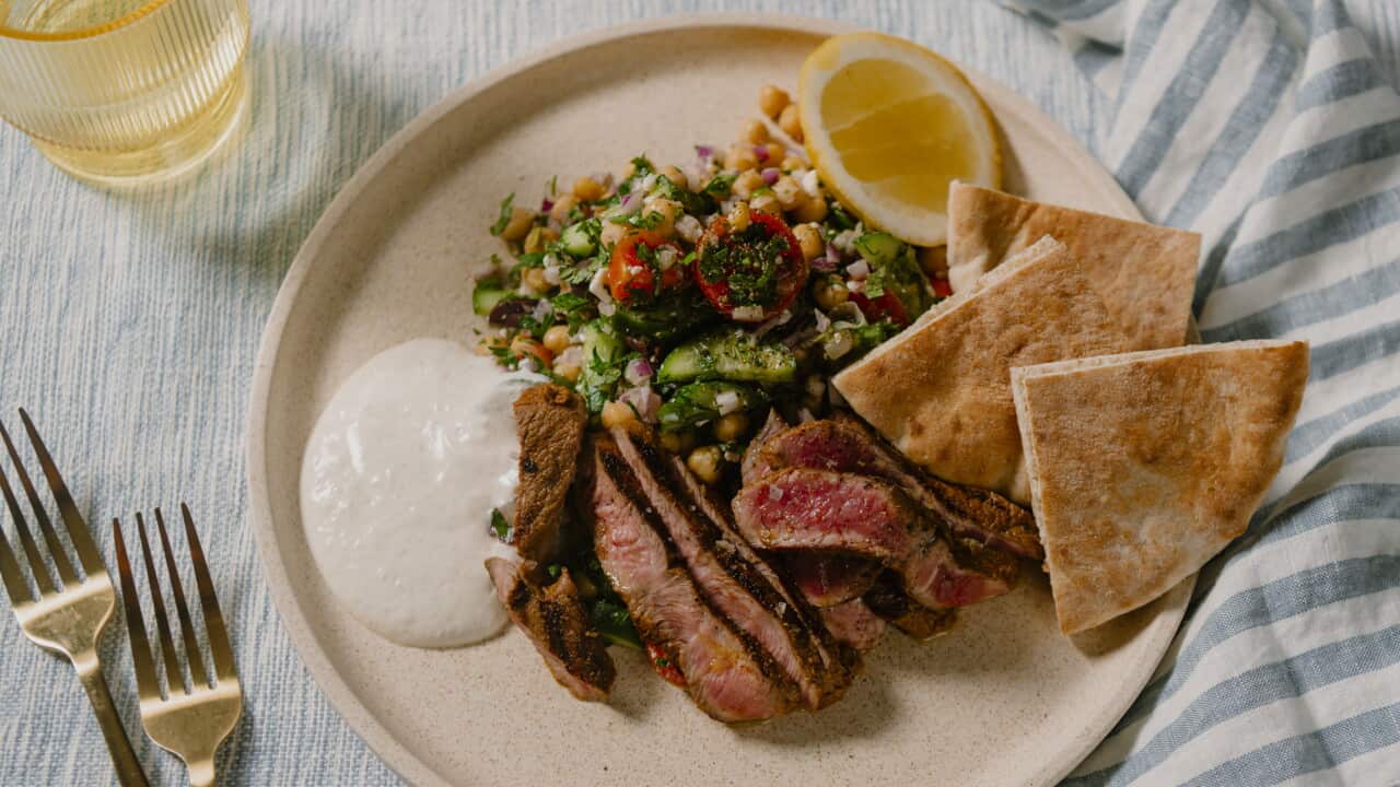 Lamb with Mediterranean salad