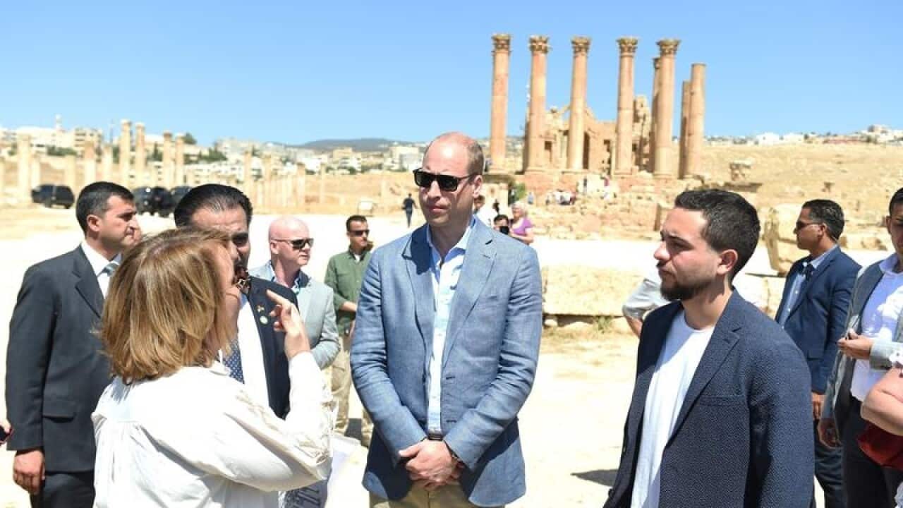 Prince William at the Jerash archaeological site in Jordan