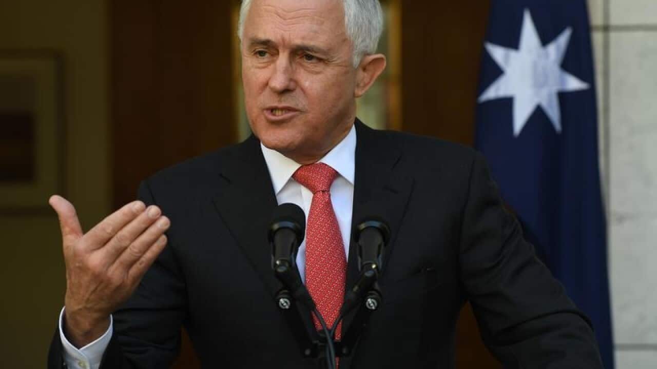 Prime Minister Malcolm Turnbull addresses the media.