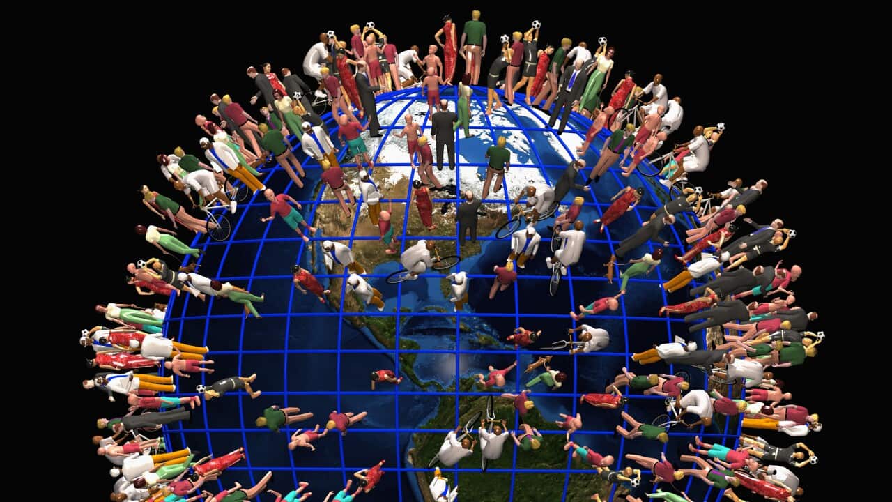 Earth crowded with people