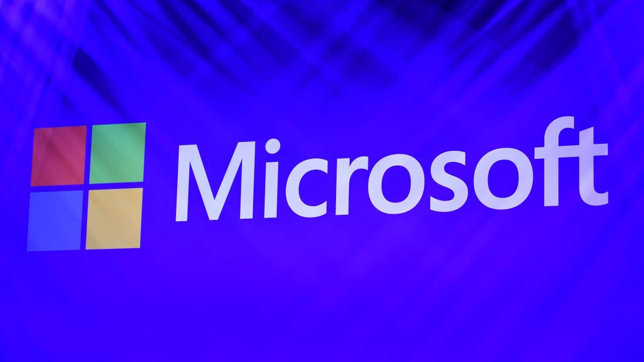 Microsoft logo with a blue background