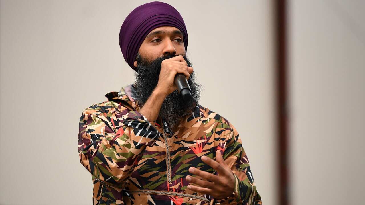 L-FRESH The LION speaks during a Sydney Kings 2019-20 NBL Season Media Launch at Auburn Basketball Centre in Sydney, Tuesday, October 1, 2019. (AAP Image/Joel Carrett) NO ARCHIVING