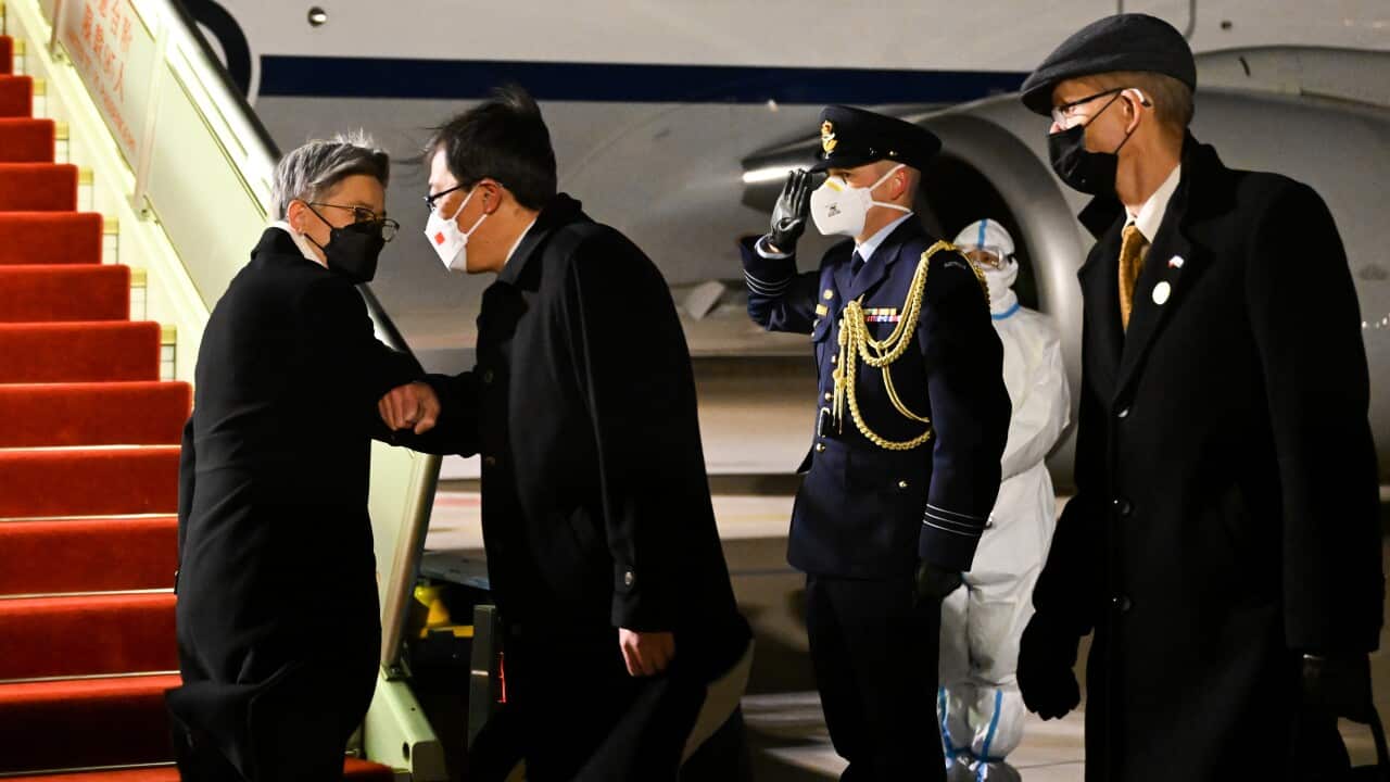 Australian Foreign Affairs Minister Penny Wong arrives in Beijing, China, Tuesday, December 20, 2022., meeting Chinese counterpart Wang Yi in Beijing for the first talks between ministers in China in four years.