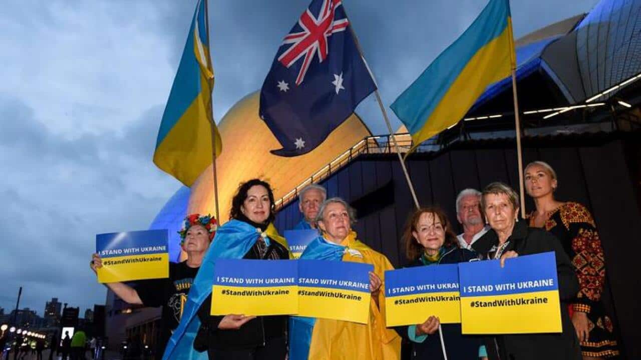 گردهمایی در حمایت از اوکراین در سیدنی.