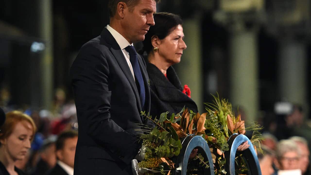 NSW Premier Mike Baird (L)