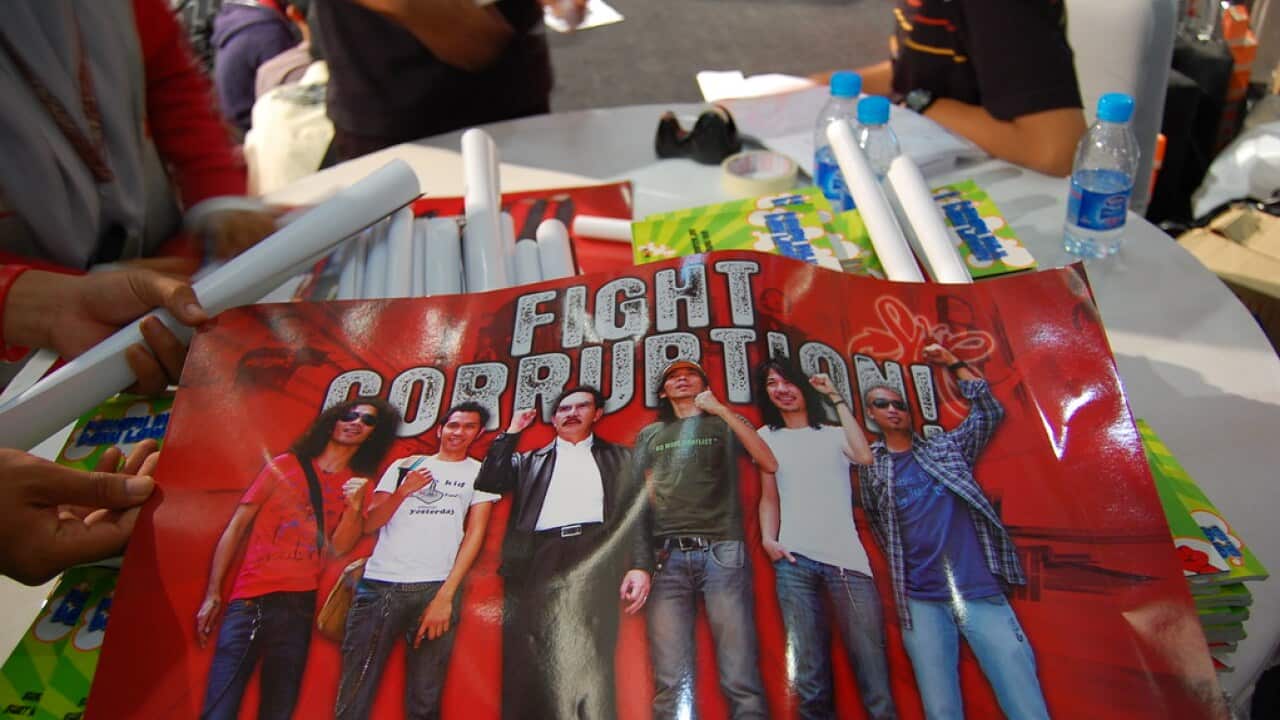 A campaign to fight corruption in Indonesia.