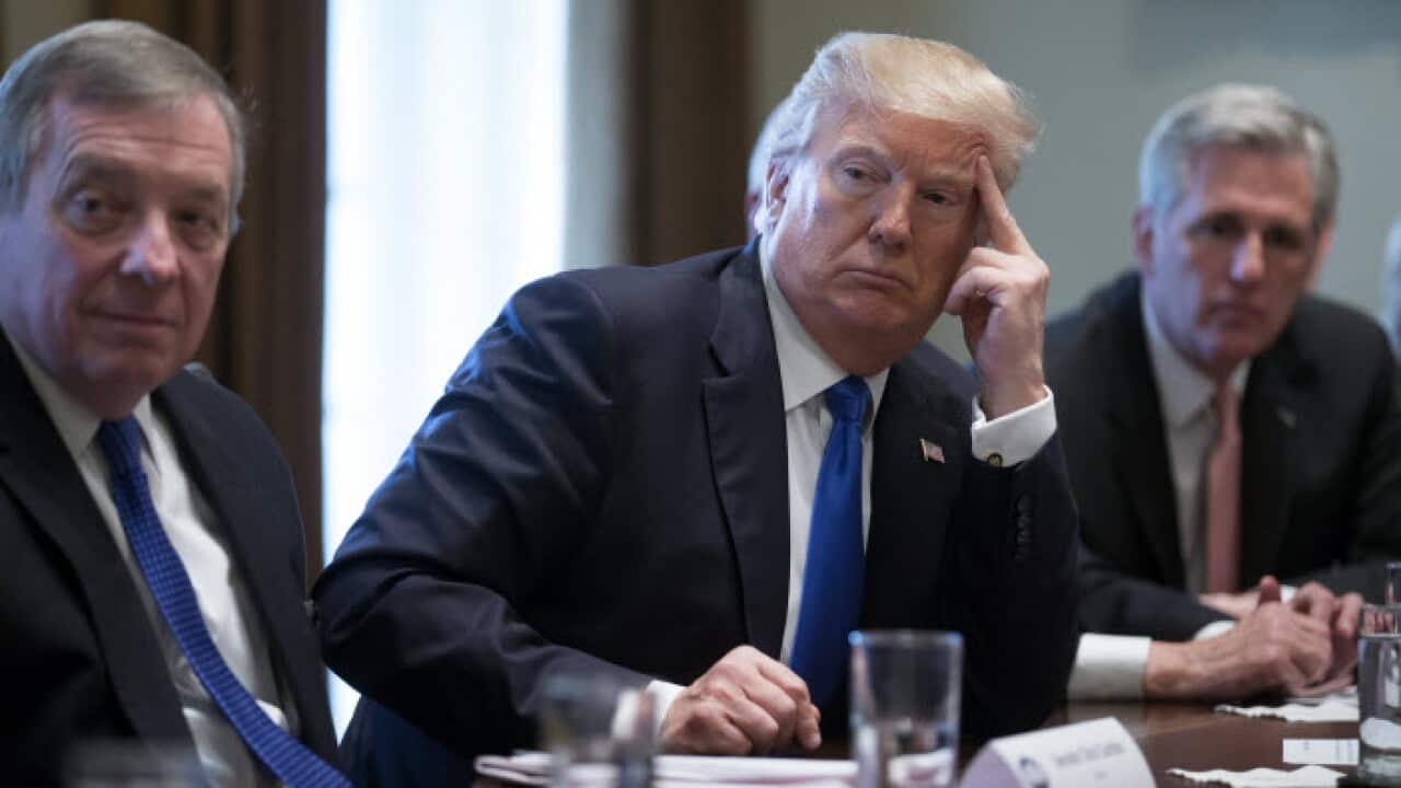 Donald J. Trump participates in a meeting on immigration with bipartisan members of the House and Senate in the Cabinet Room of the White House in Washington, DC, USA