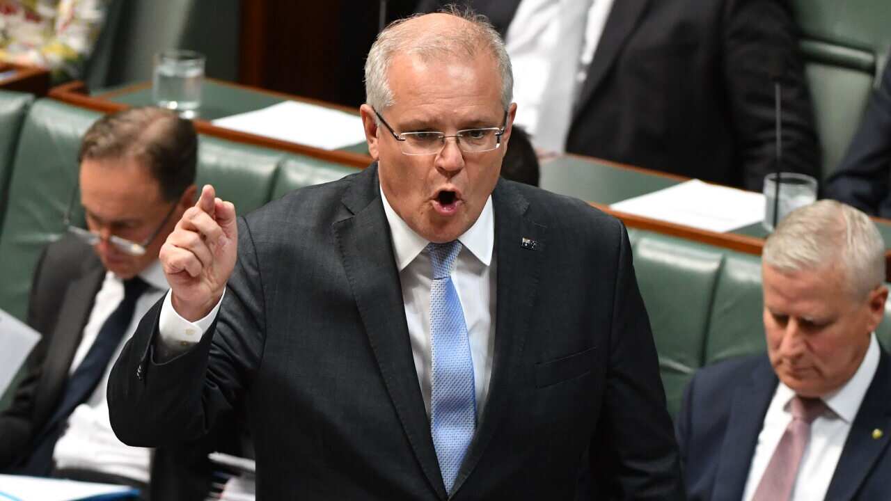 Prime Minister Scott Morrison during Question Time at Parliament House in Canberra.