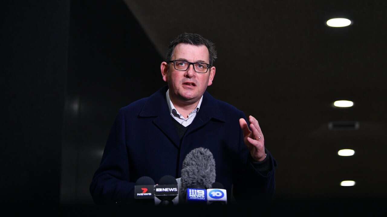 Victorian Premier Daniel Andrews speaks to the media during a press conference in Melbourne, Sunday, 8 August, 2021.