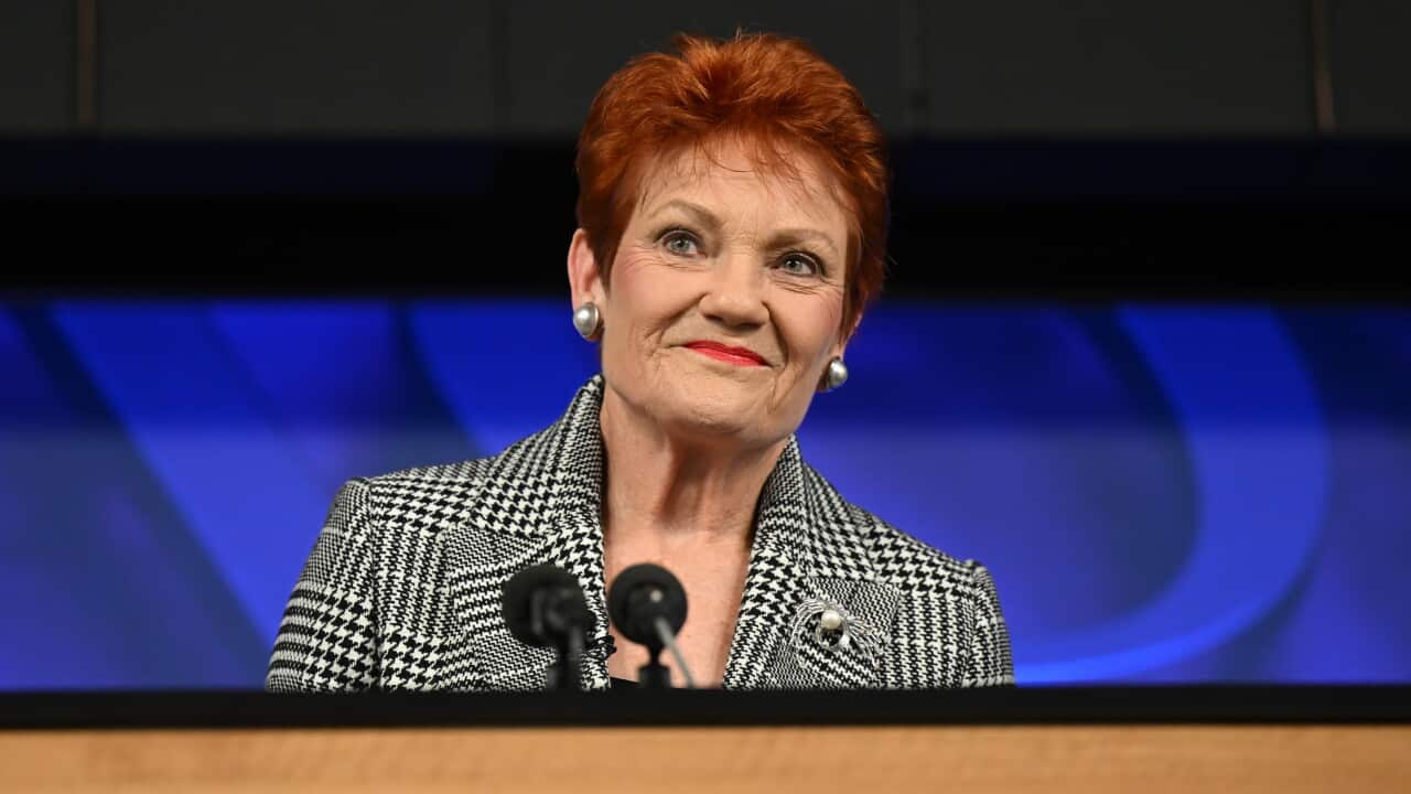 One Nation leader Pauline Hanson addresses the National Press Club in Canberra, Wednesday, June 17, 2026.