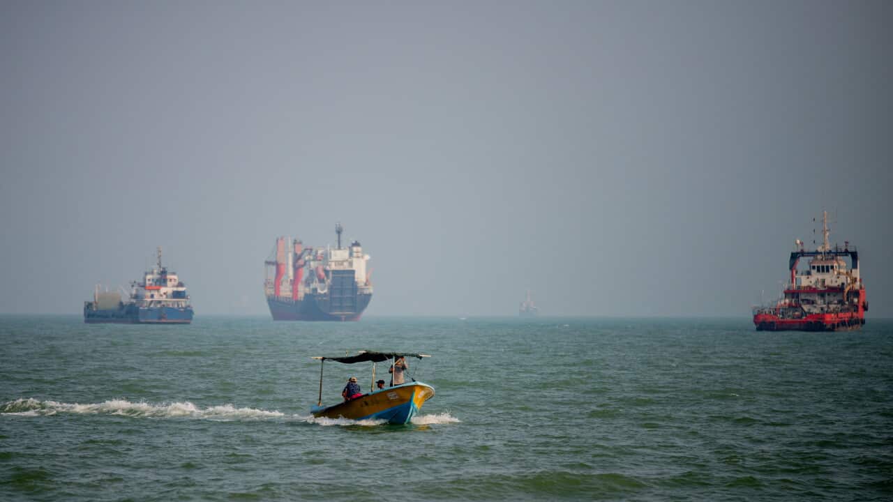Ships and Cargo Are Anchored Off the Coast of Bandar Abbas - Iran