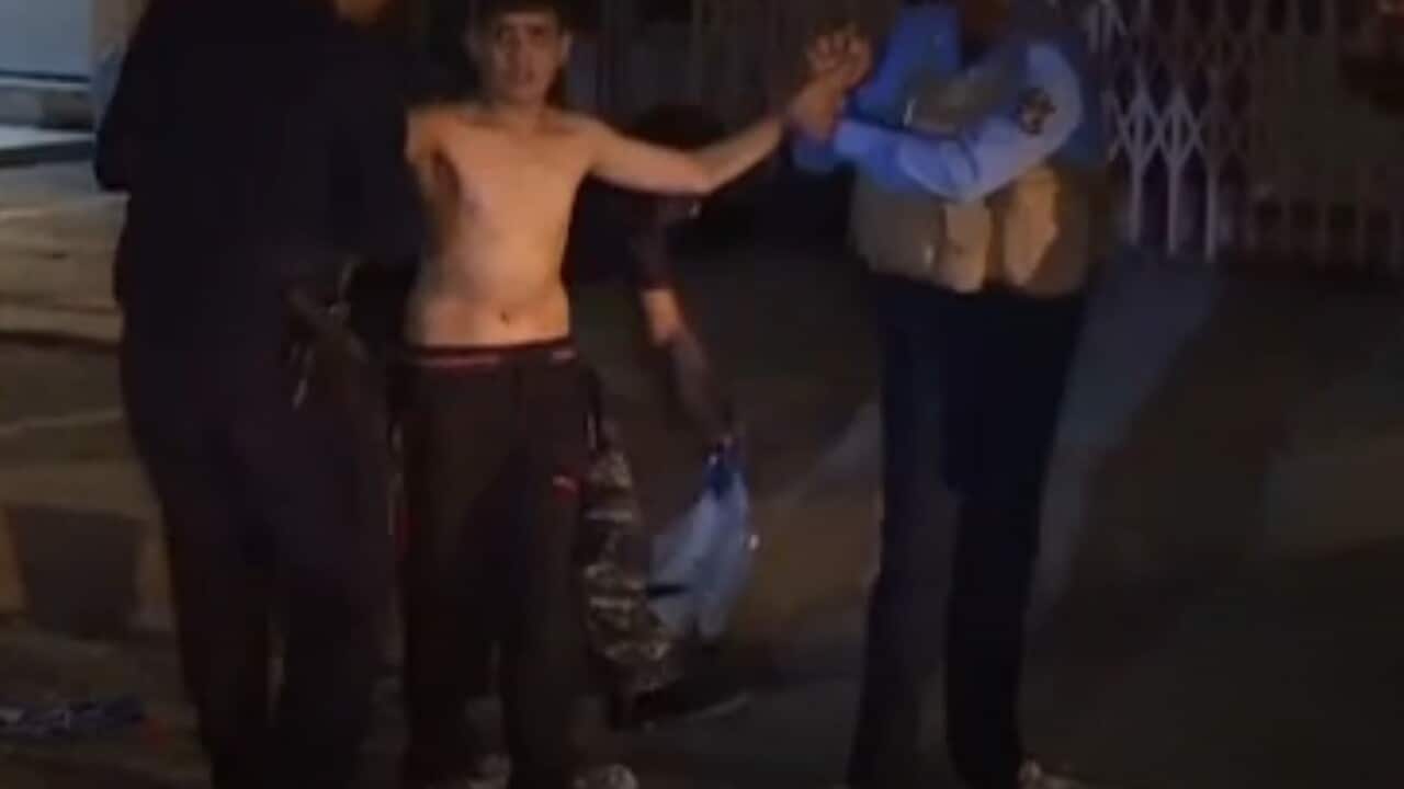 Moments after the bomb vest was removed