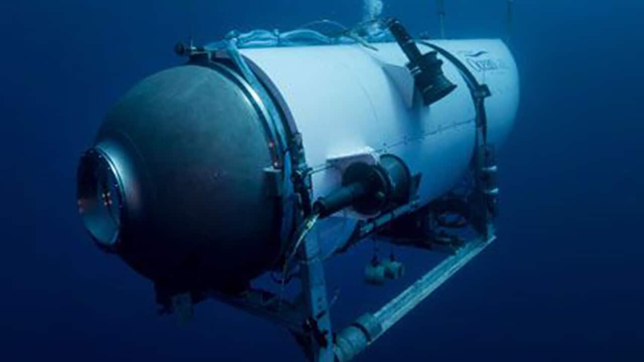 A submersible vessel underwater.