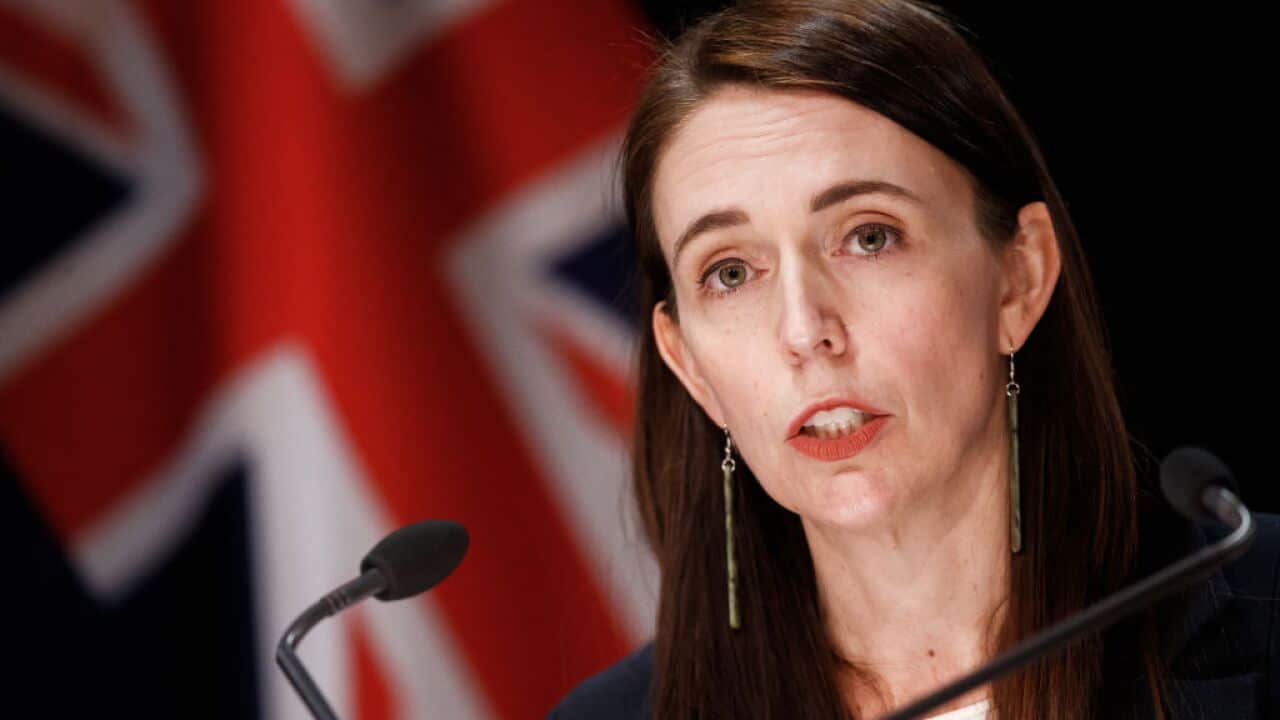 Prime Minister Jacinda Ardern speaks to reporters in Wellington, New Zealand on 3 September, 2021.
