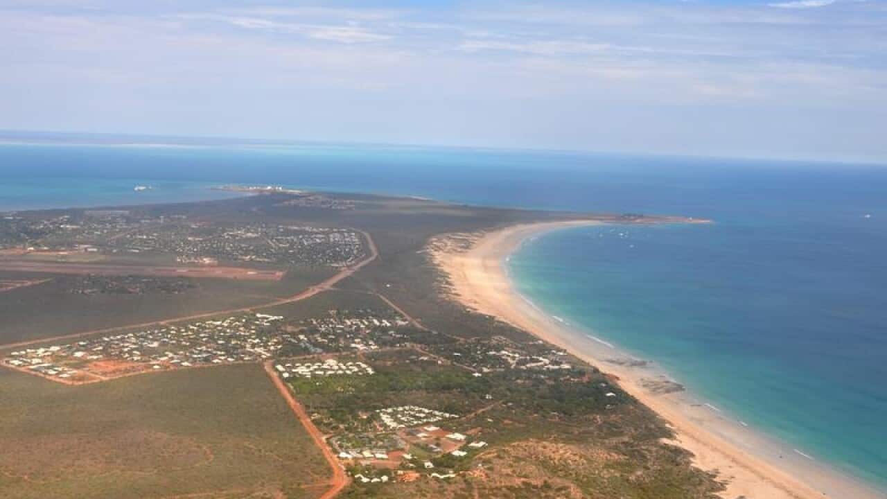 An aerial photograph of the town of Broome