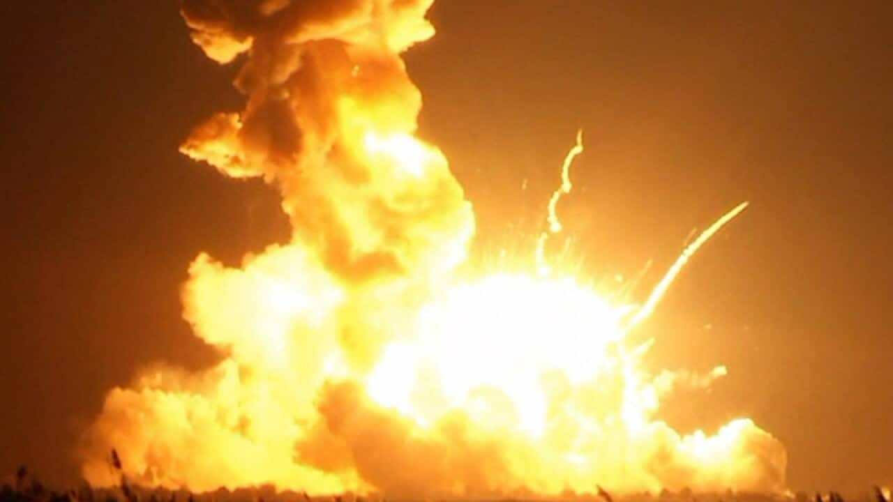 The Antares rocket explosion after take-off