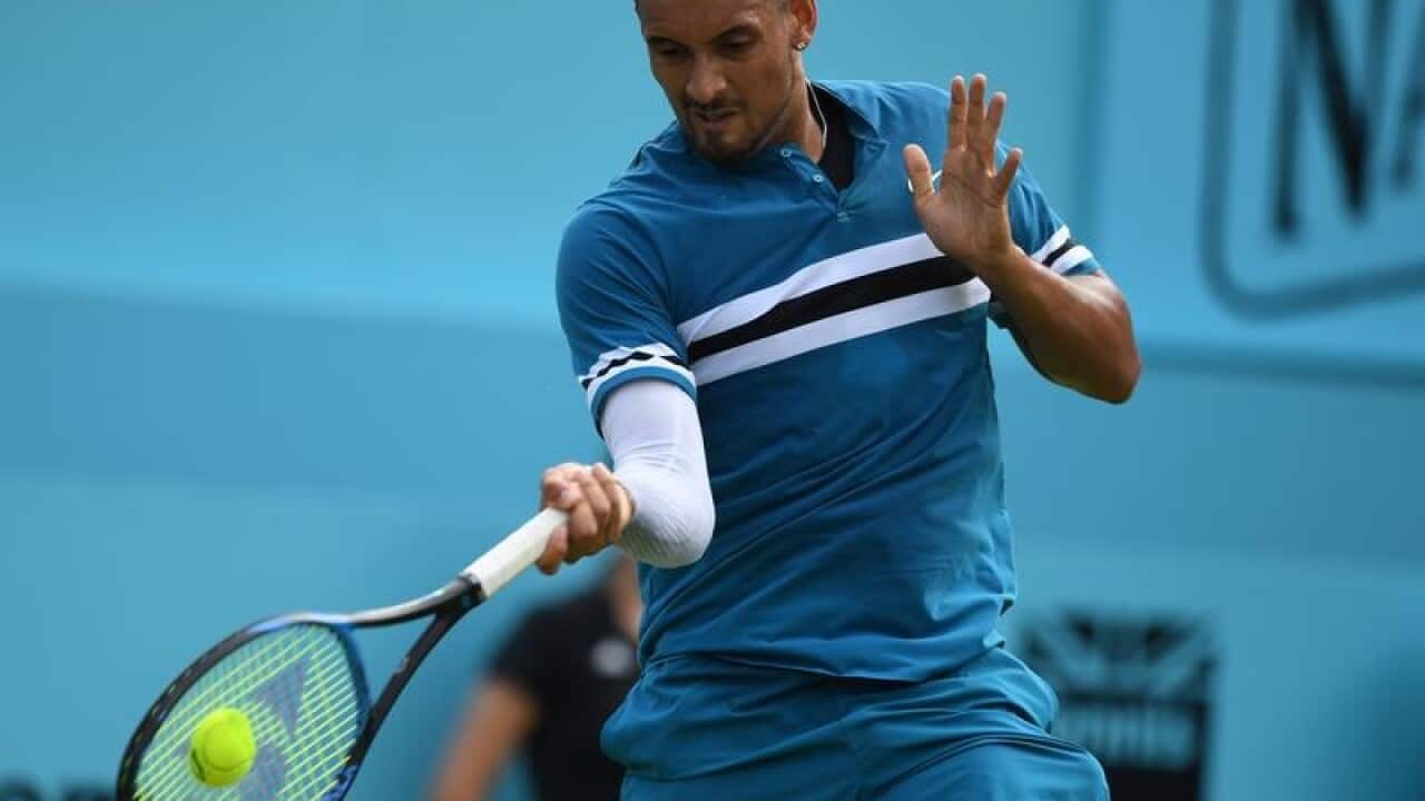 Nick Kyrgios of Australia beats Andy Murray.