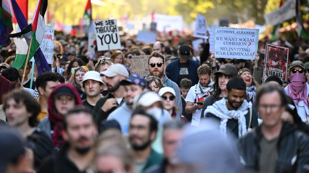 A crowd of demonstrators at a protest.