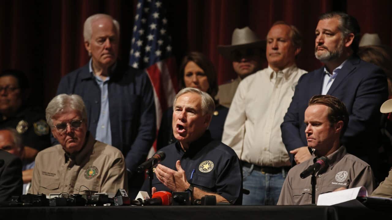 Texas governor Greg Abbott speaks during a news conference in Uvalde, Texas