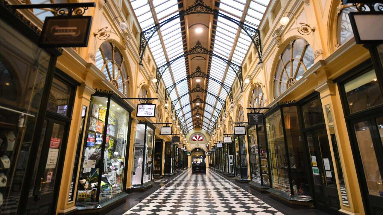 General view inside Royale Arcade, Melbourne.