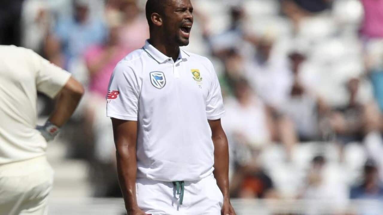 South Africa's Vernon Philander celebrates