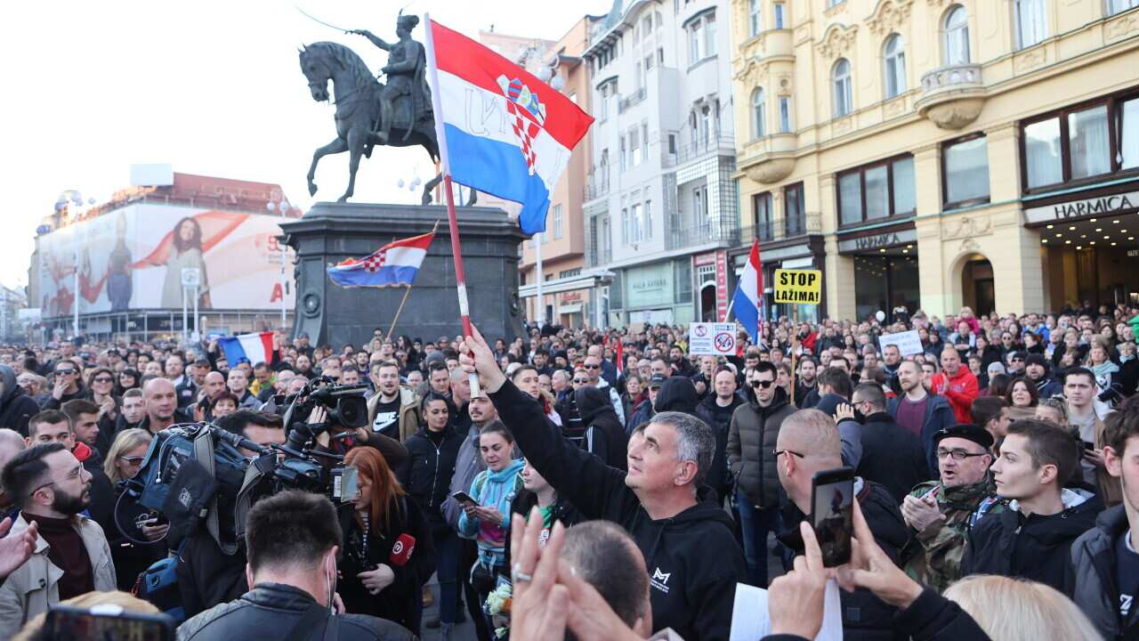 covid protest zagreb 22 November 2021