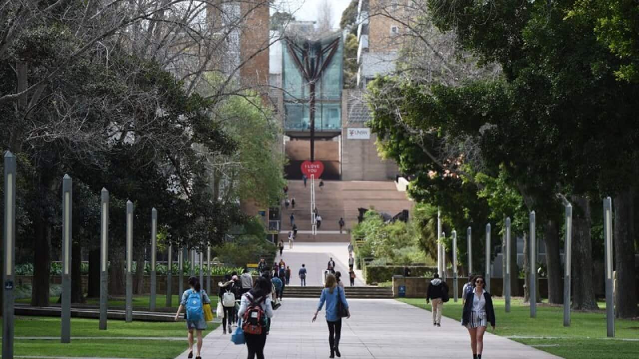 Students walk through the University of NSW in Sydney