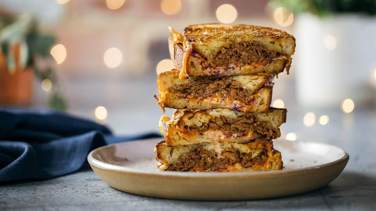 Brisket and classic coleslaw toastie