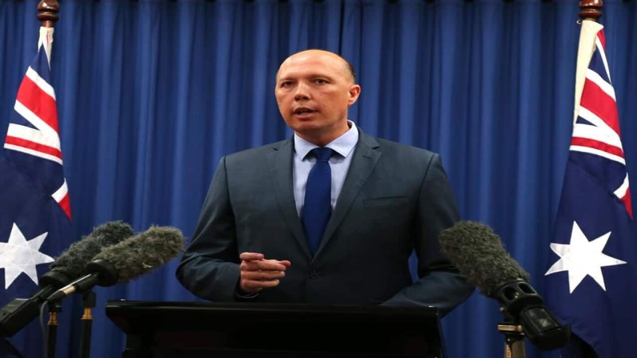 Peter Dutton speaks during a press conference