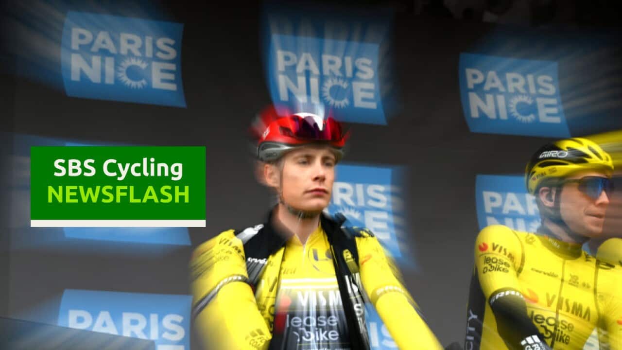 SAINT-JUST-EN-CHEVALET, FRANCE - MARCH 13: Jonas Vingegaard of Denmark and Team Visma | Lease A Bike - Yellow Leader Jersey prior to the 83rd Paris - Nice 2025, Stage 5 a 203.3km stage from Saint Just en Chevalet to La Cote Saint Andre 565m / #UCIWT / on March 13, 2025 in Saint-Just-en-Chevalet, France. (Photo by Dario Belingheri/Getty Images)