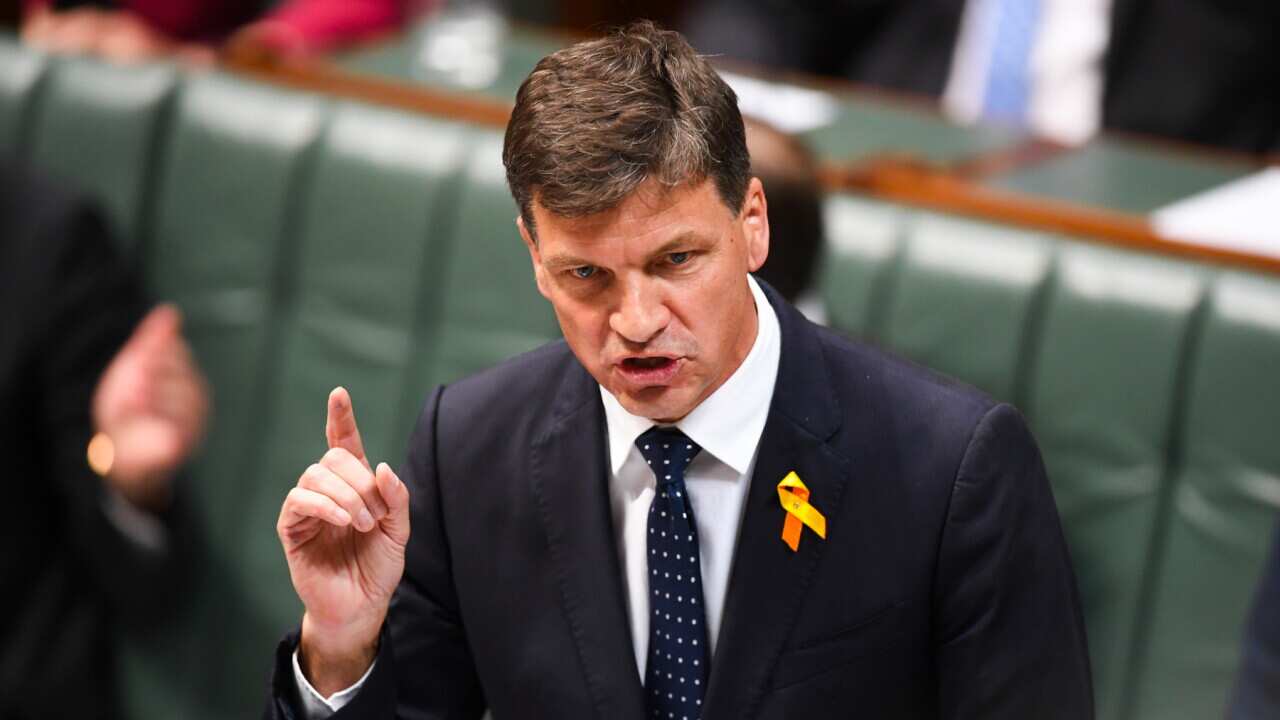 Australian Energy Minister Angus Taylor speaks during Question Time at Parliament