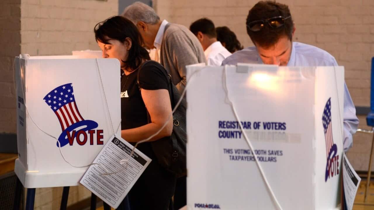 File image of people voting in the 2016 US election