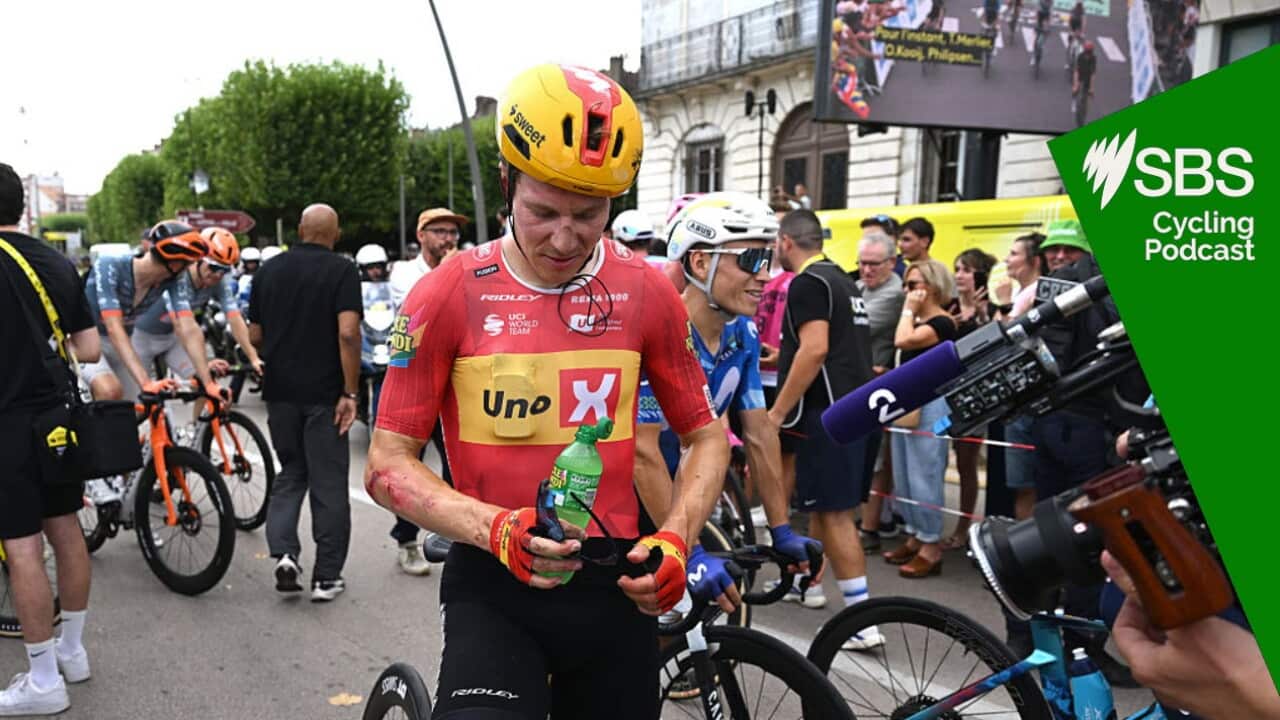 CHALON-SUR-SAONE, FRANCE - JULY 16: Jonas Abrahamsen of Norway and Team Uno-X Mobility injured after the 113th Tour de France 2026, Stage 12 a 179.1km stage from Circuit Nevers Magny-Cours to Chalon-sur-Saone / #UCIWT / on July 16, 2026 in Chalon-sur-Saone, France. (Photo by Dario Belingheri/Getty Images)