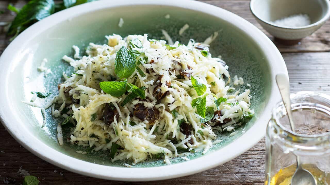 Parsnip, yoghurt and date salad