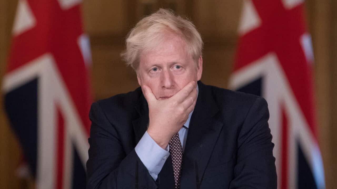 Prime Minister Boris Johnson during a virtual press conference at Downing Street, London.