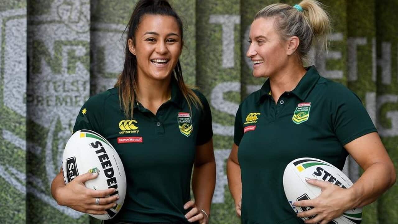 Jillaroos rugby league players Corban McGregor (left) and Ruan Sims