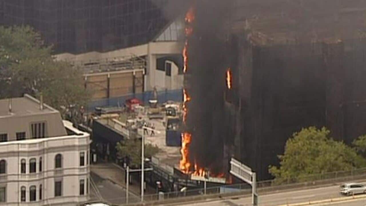 A building fire has broken out near Sydney's Circular Quay.