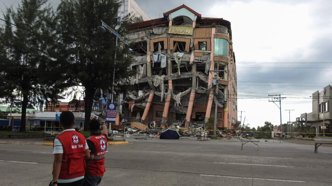 Earthquake damaged building in Davao City